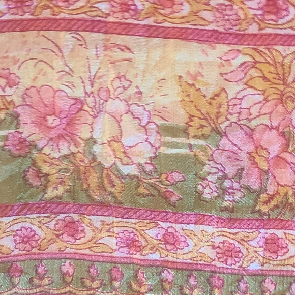 Vintage 100% Silk Floral Tunic M Pink Green Femme Fairycore - Picture 9 of 9